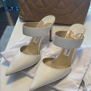 Jimmy Choo White Heels with Minimalist Design